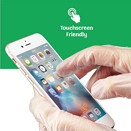 Care Plus Medium Size Disposable Vinyl Gloves 100 Count - Heavy Duty Powder Free Non Sterile