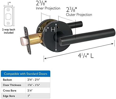 Design House Eastport 582635 Door Lever Lock Matte Black