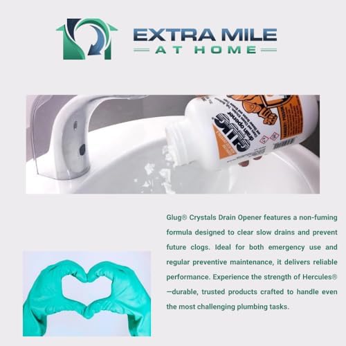 Extra Mile at Home Drain Cleaner Kit - Includes 20oz Chemicals with Durable Gloves for Efficient Sinks Tubs and Drains