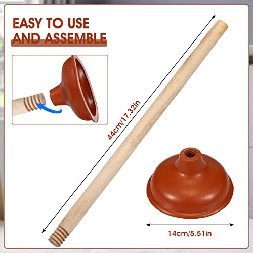 6 Pcs Lallisa Toilet Plungers with 18 Inch Wooden Handle Suction Cup for Clogged Toilets Sinks