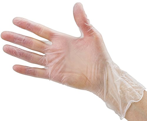 Care Plus Medium Size Disposable Vinyl Gloves 100 Count - Heavy Duty Powder Free Non Sterile