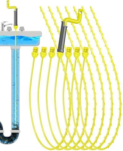 DRNAS 7-Piece Drain Snake Set - Effortlessly Clear Clogs with 30-Inch Nylon Drains and Barbed Hooks