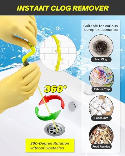 DRNAS 7-Piece Drain Snake Set - Effortlessly Clear Clogs with 30-Inch Nylon Drains and Barbed Hooks