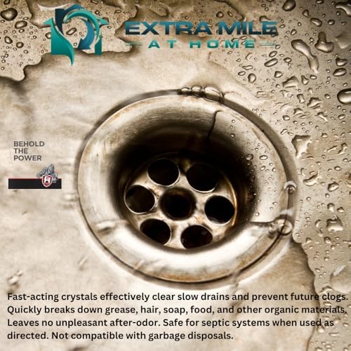 Extra Mile at Home Drain Cleaner Kit - Includes 20oz Chemicals with Durable Gloves for Efficient Sinks Tubs and Drains
