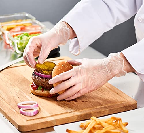 Care Plus Medium Size Disposable Vinyl Gloves 100 Count - Heavy Duty Powder Free Non Sterile