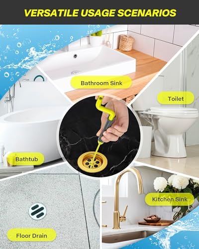 DRNAS 7-Piece Drain Snake Set - Effortlessly Clear Clogs with 30-Inch Nylon Drains and Barbed Hooks