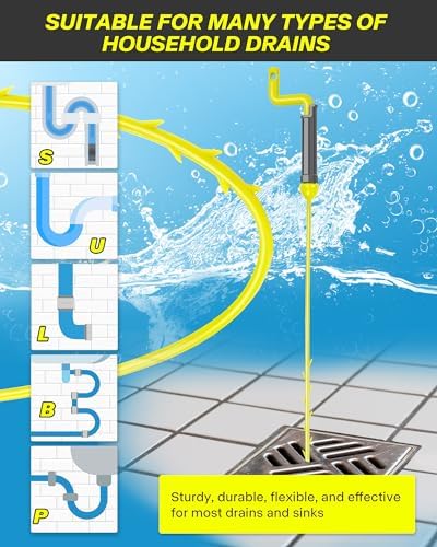 DRNAS 7-Piece Drain Snake Set - Effortlessly Clear Clogs with 30-Inch Nylon Drains and Barbed Hooks