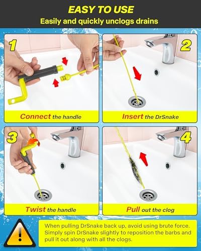 DRNAS 7-Piece Drain Snake Set - Effortlessly Clear Clogs with 30-Inch Nylon Drains and Barbed Hooks