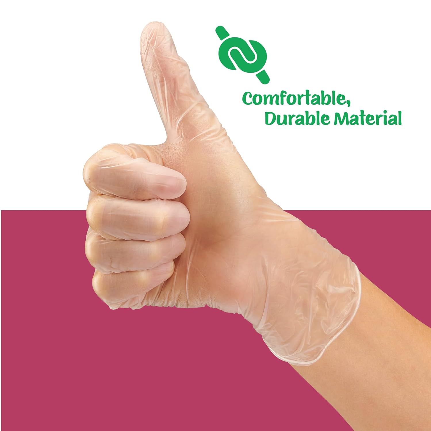 Care Plus Medium Size Disposable Vinyl Gloves 100 Count - Heavy Duty Powder Free Non Sterile